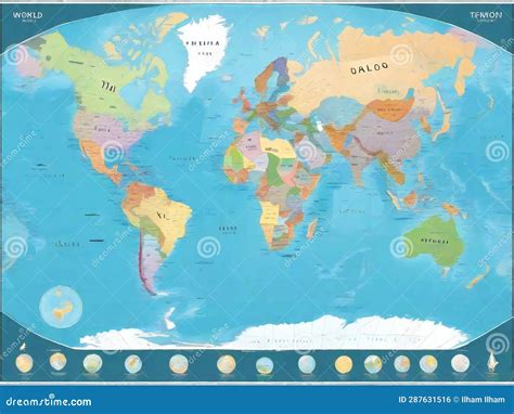 Explore the World Stunning World Map Art Stock Illustration - Illustration of blue, earth: 287631516