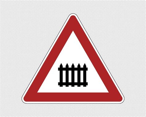 Level crossing with barrier warning road sign | Premium PSD