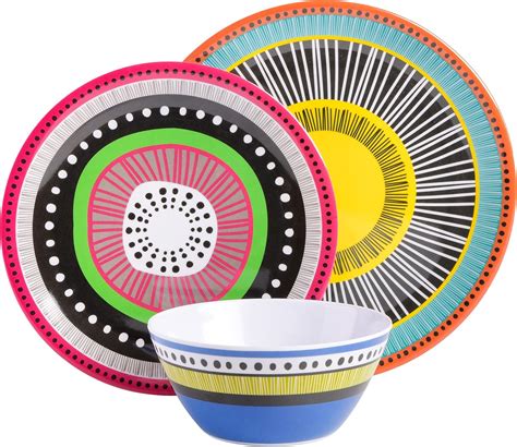 Buy Gibson Home Round Melamine Dinnerware Set, Service for Four (12pcs ...