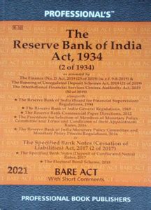 RBI ACT - Reserve Bank Of India Act, 1934 - Bare Act 2021 Edition ...