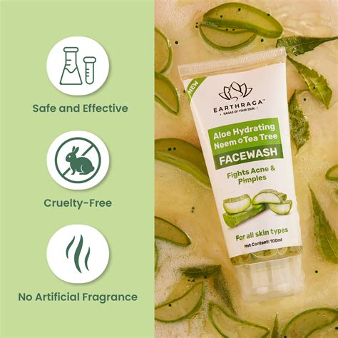 Earthraga Aloe Vera Neem Tea Tree Face Wash | Anti-Acne & Pimple ...