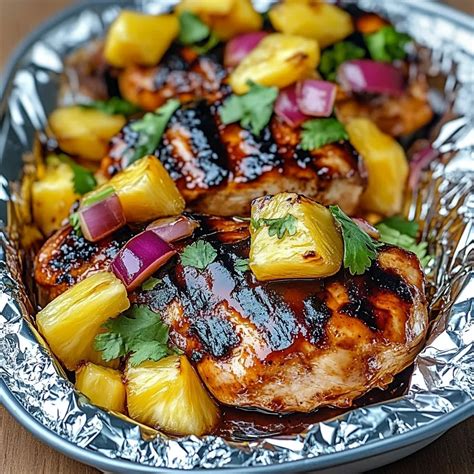 Hawaiian BBQ Chicken and Pineapple Foil Packets - Cook with Sozan