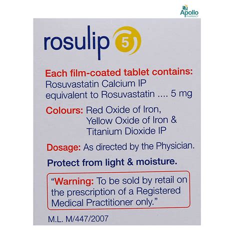 Rosulip 5 Tablet 15's Price, Uses, Side Effects, Composition - Apollo ...