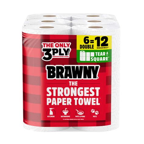 Buy BRAWNY TEAR-A-SQUARE PAPER TOWELS, 6 DOUBLE ROLLS from Dollar ...