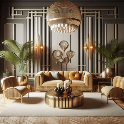 Modern Art Deco Lounge Room Iconic Furniture | Modern art deco interior ...