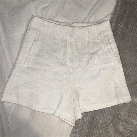 zara white tailored shorts size M - shown on an 8... - Depop