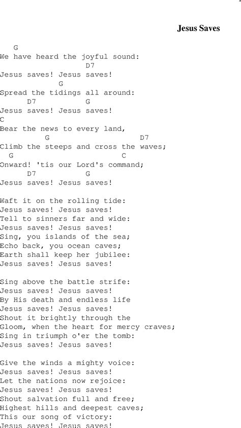 Jesus Saves - Christian Gospel Song Lyrics and Chords