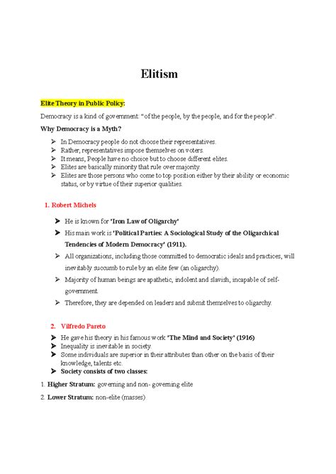 Elitism - International relations - Elitism Elite Theory in Public ...