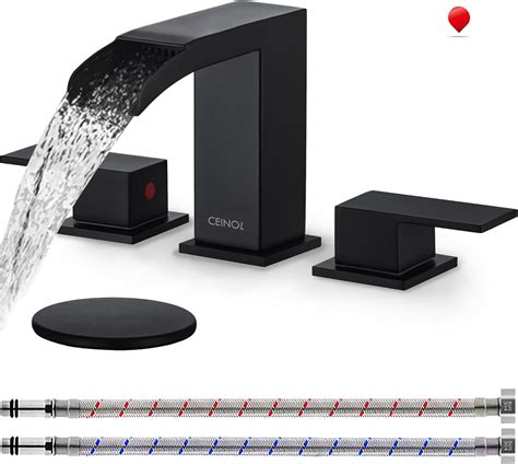 CEINOL Matte Black Waterfall Bathroom Faucet Set with Pop India | Ubuy