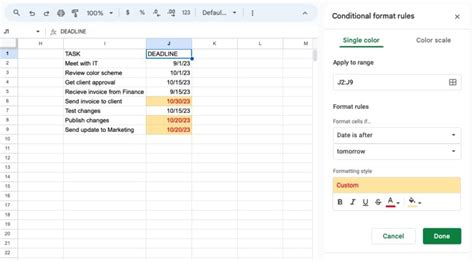 Image result for Conditional Formatting Google Sheets with Dates