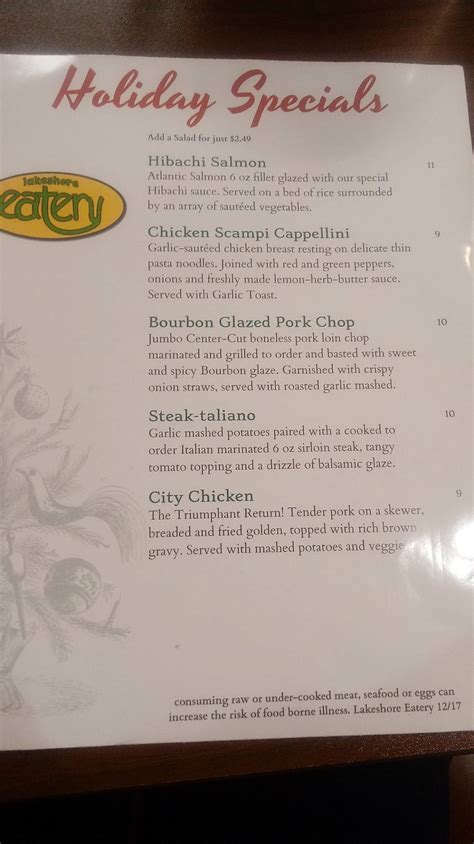 Menu at The Spot on Lakeshore pub & bar, Mentor, Lakeshore Blvd