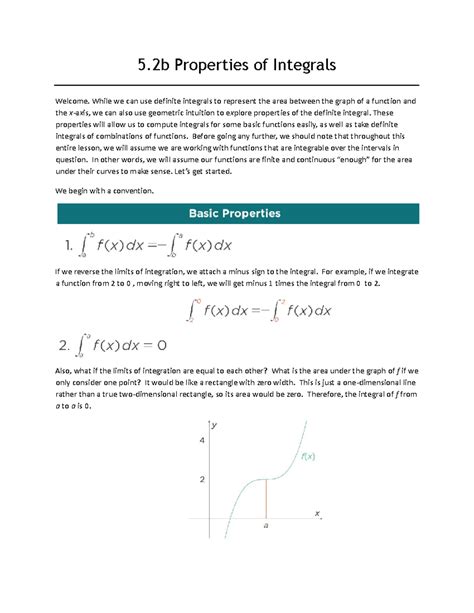 5.2b Properties of Integrals - 5 Properties of Integrals Welcome. While ...