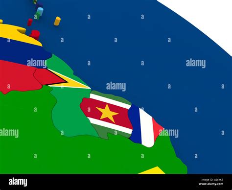 French Guiana Flag Map French Guiana Map With Flag Stock Vector Image