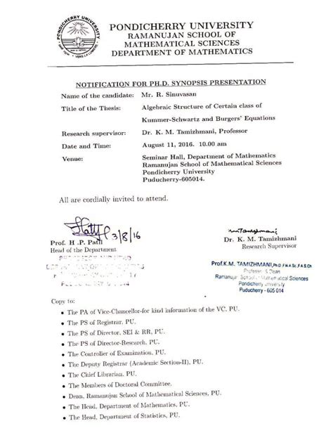 Revised - Ph.D Synopsis Presentation notification of Mr.R.Sinuvasan to ...