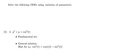 Image result for Variation of Parameters Ode Examples