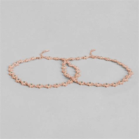 Buy Blooms of Elegance Rose Gold-Plated Women's Anklet – Zavya