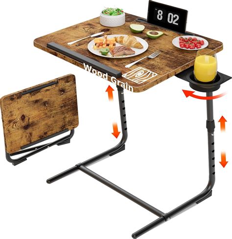 Folding TV Tray Adjustable Dinner - Trays for Eating On Couch Wooden ...