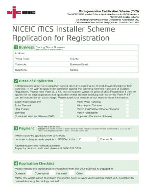 Fillable Online NICEIC MCS Installer Scheme Application for ...