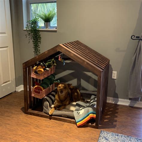 Indoor rustic dog house with dog toy storage | Diy dog bed, Diy dog ...