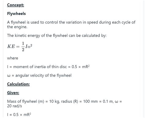 A flywheel in the form of a solid circular disc of radius 100 mm and ...