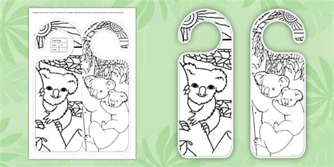 Koala Colouring Door Hanger Worksheet (teacher made)