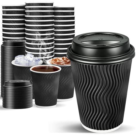 Charmount 12 oz Disposable Coffee Cups Set 100 Pack Insulated Corrugated Paper - Walmart.com