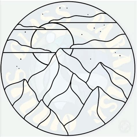 Moonlight Mountains Stained Glass Pattern PDF & PNG Digital File - Etsy ...