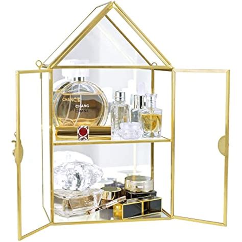 Smilkat Gold 2-Tiered Wall Glass Cabinet for Cosmetics & India | Ubuy