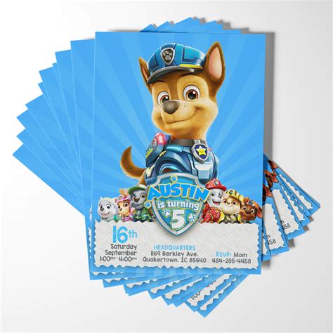 Handmade Paw Patrol Invitations DIY Paw Patrol Birthday Invitation