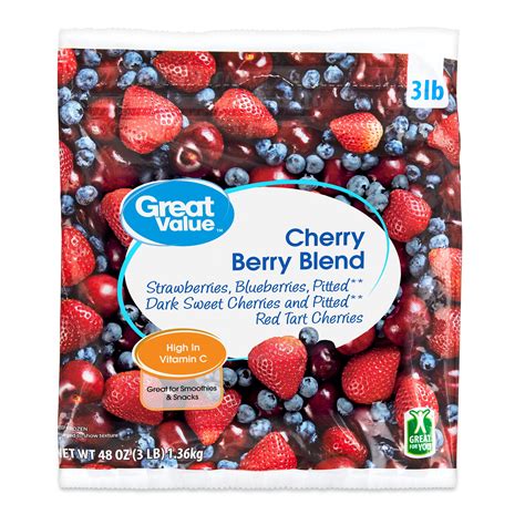 Great Value Cherry Berry Blend, Frozen, 48 oz in Resealable Bag ...