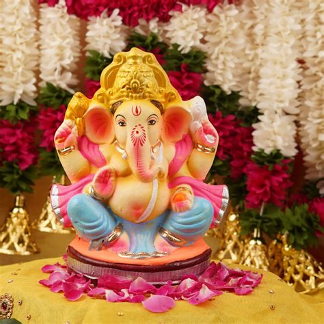 Ganadhyaksha Ganesha Clay Idol 8.5'' | Immersible Ganga Mitti Idol ...