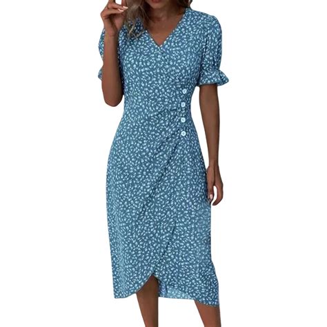 IDALL Summer Dresses,Petite Dresses Multicolor Summer New Women's V ...