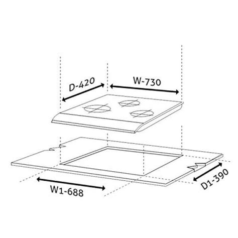 Glen 3 Burner Built-in Glass Hob Top 1073 SQ HT DB FFD (Flame Failure ...