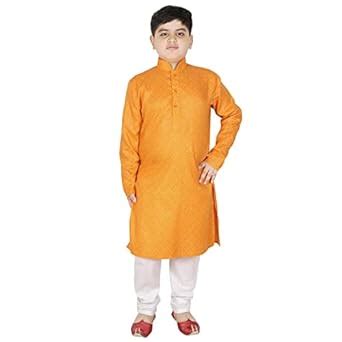 SGDONOR Printed Cotton Kurta Pyjama Set For Boys (SGD-A-877-R.YELLOW-2 ...