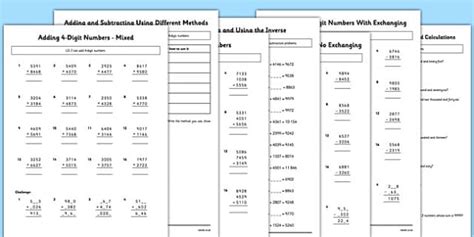 Grade 4 Maths - Addition and Subtraction Worksheet Pack (CAPS Aligned)