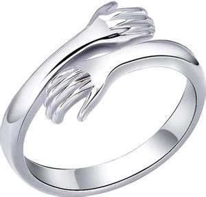 Euphorium VALENTINE PROPOSE SILVER HUG RING STYLISH HUGGING HANDS ...