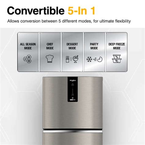 Whirlpool 308 L Frost Free Double Door 3 Star Convertible Refrigerator ...