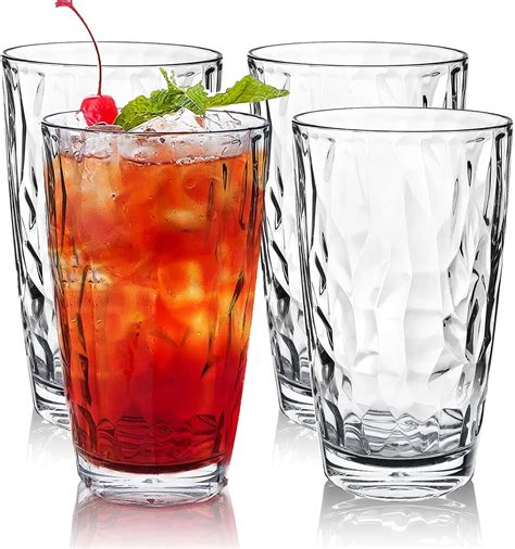 Highball Glass Plastic Glasses 470ml Premium Acrylic Drinking Tumblers ...