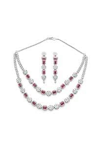 Buy Luxury AD Double Layer Necklace Set For Women Premium American ...