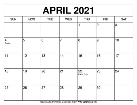 Free Printable April 2022 Calendars - Wiki Calendar