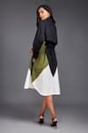 Buy Green Cotton Bandeau Neck Color Block Jacket Midi Dress For Women ...