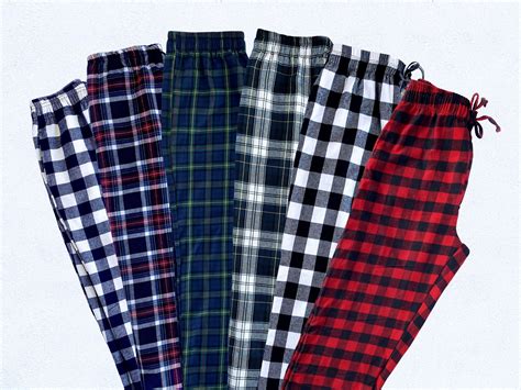 Navy Yellow Pajama Pants Red White Green Plaid Cotton Christmas PJ Warm ...