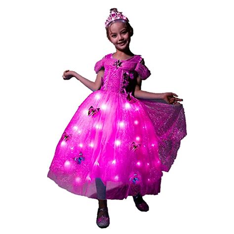 Buy QooGoo Girls Princess Costume Dress LED Light up Fancy Dresses Up ...