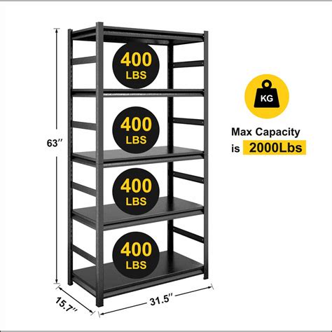 Kitchen Racks: 5-Tier Heavy-Duty Metal Shelving Unit with Adjustable S ...