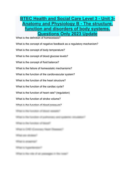 SOLUTION: Btec health and social care level 3 unit 3 anatomy and ...