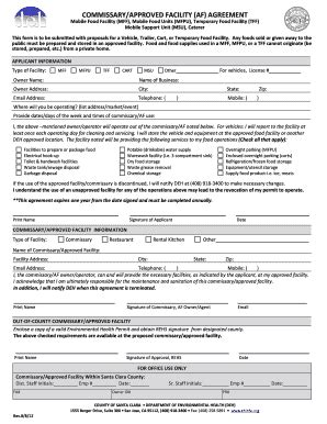 Commissary/approved Facility (af) Agreement - County Of Santa Clara ...