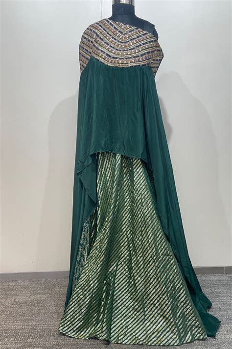 Drape one shoulder lehenga set – Kuro Clothing India