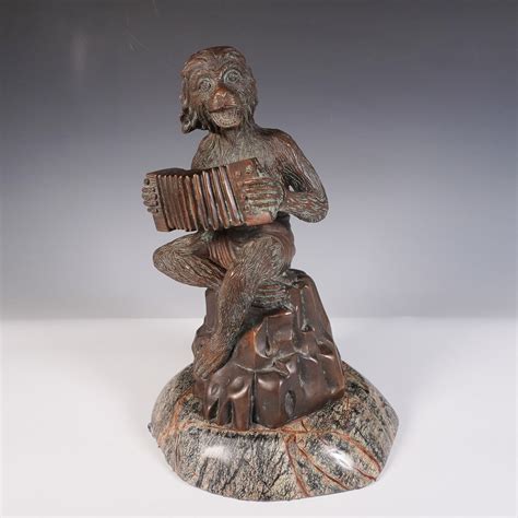 Theodore and Alexander Bronze Monkey Accordion Player Sculpture