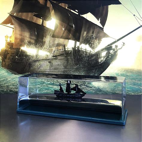 Unsinkable Boat in a Box, Pirate Ship Fluid Liquid Drift Bottle, Black ...