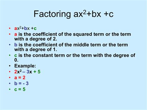 Image result for Factoring Polynomials AX Bx C Using the AC Method